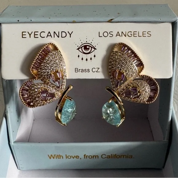 NWT ⚜️🦋⚜️ Eye candy Monarch Butterfly 18K Gold Plated Dangle Earrings - Picture 3 of 8